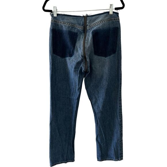 Reformation Zipper Jean Celtic Blue Size 28 Y2K Contrast Pockets Frayed Contrast - Picture 8 of 14